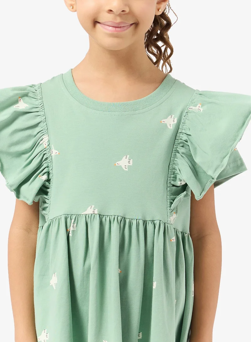 Pinata  Ruffle Shoulder Printed Summer Dress for Women | Best Price UAE